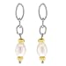 Faux Pearl Two Tone Sterling Silver Cable Drop Earrings