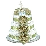 Large Sage Peonies Sage Circle Diaper Cake by Bloomers