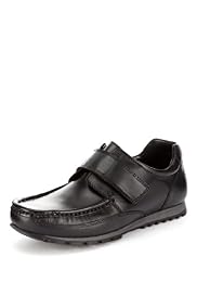 Leather Panelled Riptape School Shoes
