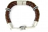 cored geflochtenes Lederarmband mit Edelstahl-Magnet-Verschluss dunkelbraun 21cm c26-dunkelbraun