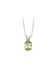 14K Yellow/White Gold 7/8 ct. Oval Shaped Peridot Pendant with Chain