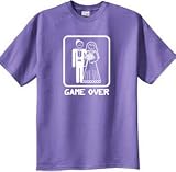 GAME OVER Funny Bride Groom Violet Color Novelty T-shirt