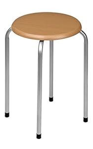 Premier Housewares 1103399 Tabouret Empilable Imitation Bois Naturel