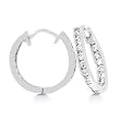 White Gold Rhodium Bonded Hoop Style Earrings with Clear CZ Accents and Snap Clip Backing in Silvertone