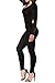 Rokiney Black Low-cut Solid Color Long Sleeve Jumpsuit Full Length L For Women