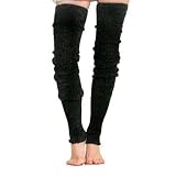 EXTRA LONG BLACK THICK SLOUCHY KNIT DANCE LEG WARMERS