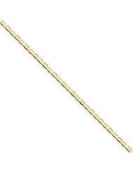 Polished 14K Gold 3mm Concave Anchor 8"" Chain Bracelet