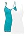 RT1004 Pack Ladies Adjustable Spaghetti Strap Lace Tunic Camisole 2Pack-WHT/Teal S
