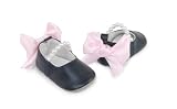 Mud Pie Baby Little Princess Black Pearl Strap Ballet Slippers with Pink Bow