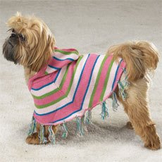 Dog Pet Puppy Fun Stripe Knit Small Poncho with Fringe