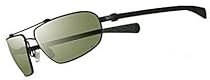 Nike Supercharged 600P Aviator Polarized Flexon Sunglasses, EV0458-013, Black Frame/ Grey-Green Polarized Lenses