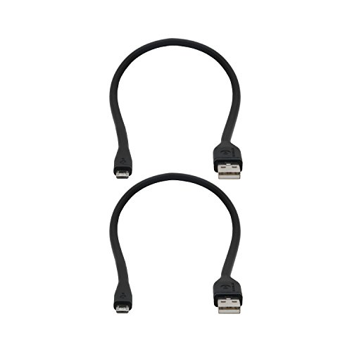 dCables Bendy & Durable Short Micro USB Charging Cable - 15 Inch - 2 Pack Black