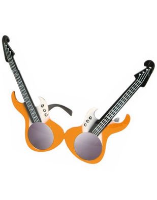 Retro Rock Star Hero Orange Guitar Glasses Sunglasses by Rhode Island Novelty