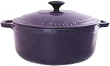 Dexam Chasseur Cast Iron Round Aubergine Casserole, 22cm