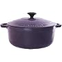 Dexam Chasseur Cast Iron Round Aubergine Casserole, 22cm