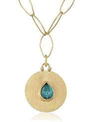 Stephanie Albertson Gold Single Stone Medallion Necklace