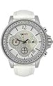 DKNY Women's Chronograph Crystal Accented Stainless Steel and White Leather Watch #NY4695