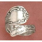 Sterling Silver Adjustable Spoon Ring, Traditional Design, 7/8 inch wide ~ Silver Messages