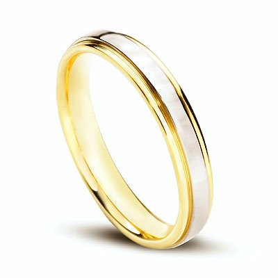 14k Gold Two-Tone Plain Women's Wedding Band 4mm