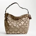 Authentic Coach Tribeca Op Art Sateen Hobo Handbag 14127 Khaki/Brown
