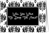 Will You Walk Me Down The Aisle? Black and White Damask Card