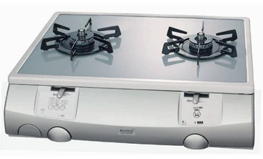 ハーマン テーブルコンロ ガラストップ グリルレス プロパンガス用 左強火 LC2214S5SGLLPG シルバーグレー