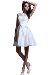 Lace  Applique  Short Taffeta Corset   Waistline Wedding Dress  With a Bow(s) and Ruffles