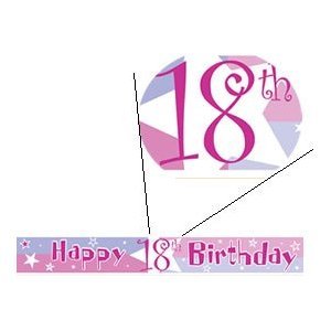 18th Birthday Banner - Life Begins Happy 18th Birthday Banner - Other Matching Party Products - Birthday Shimmer - Pink