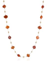 Margo Morrison New York Faceted Carnelian and Copper Freshwater Pearl Long Necklace