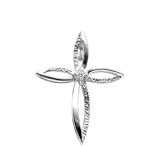 14K White Gold Cross Pendant - 30.00x24.00mm