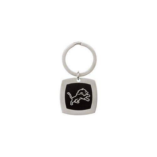 Stainless Steel and Black Enamel Detroit Lions Keychain