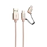 Verbatim バーベイタム 120cm 2in1 LIGHTNING変換アダプタ付きmicroUSBケーブル 両用 高耐久ナイロン製 デュアルコネクタ 充電 / データ転送 ケーブル Apple MFI認証済 Kindle, Fireタブレット / iPhone 6 / iPhone 6s / ipad air2 / mini3 / AQUOS / Xperia / Galaxy / 各種Androidスマートフォン / タブレット対応 (1.2M ゴールド色)