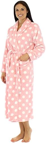 PajamaMania Women's Fleece Robe (Pink Polka Dot - Lrg)