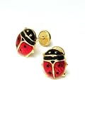 14k Ladybug Enamel Childrens Screwback Earrrings