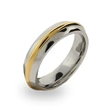 Mens Stainless Steel Gold Rimmed Engravable Band