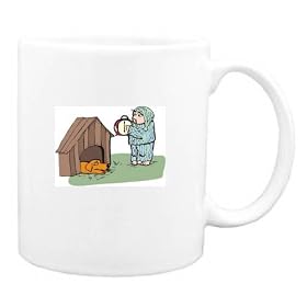 Mug with man, body, individuals, individual, wildlife, humans, person, dog, hunting,... by Shopzeus