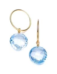 14k Removable Double Face Round Swiss Blue Topaz (14.00cts.tw.)