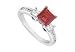Ruby and Diamond Engagement Ring : 14K White Gold - 1.00 CT TGW