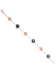 Tahitian Black Pearl Bracelet in 14K Rose Gold (8-9mm)