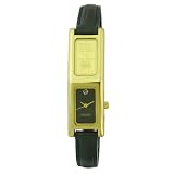 Consort Women's AL376:Y/01A03XX Genuine Swiss Gold Ingot Vertical Diamond Dial Leather Strap Watch