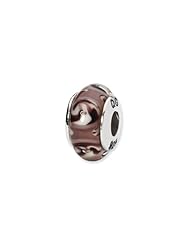 Sterling Silver Mauve Floral Hand-blown Glass Charm
