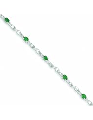 1.6 Carat 14K White Gold w/ Diamond and Emerald Gemstone Bracelet