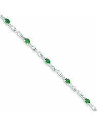 Genuine 14K White Gold White Gold With Diamond And Emerald Gemstone Bracelet 3 Grams Of Gold 100% Satisfaction Guaranteed.