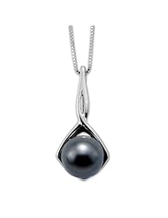 Tahitian Black Pearl Pendant in 14K White Gold (8-9mm)