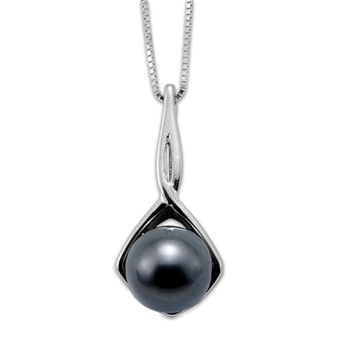 Tahitian Black Pearl Pendant in 14K White Gold (8-9mm)