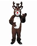 Reindeer Suit with Mascot Head Adult Christmas Xmas Holiday Outfit Costume