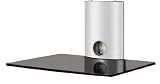 Floating Black Glass Silver DVD Player/Amplifier/Speaker/SKY Wall Mount 1 Shelf Shelves for Plasma/LED/LCD TV