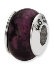 Sterling Silver 13mm Purple Magnesite Stone Charm for 3mm Bracelets
