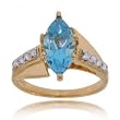 Marquise Blue Topaz & Diamond Ring in Solid Yellow Gold