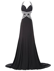 V-neck Halter Sequined Beaded Backless Acrylic/Viscose Evening Dress/Bridesmaid Dress/Prom Dress/Party Dress 